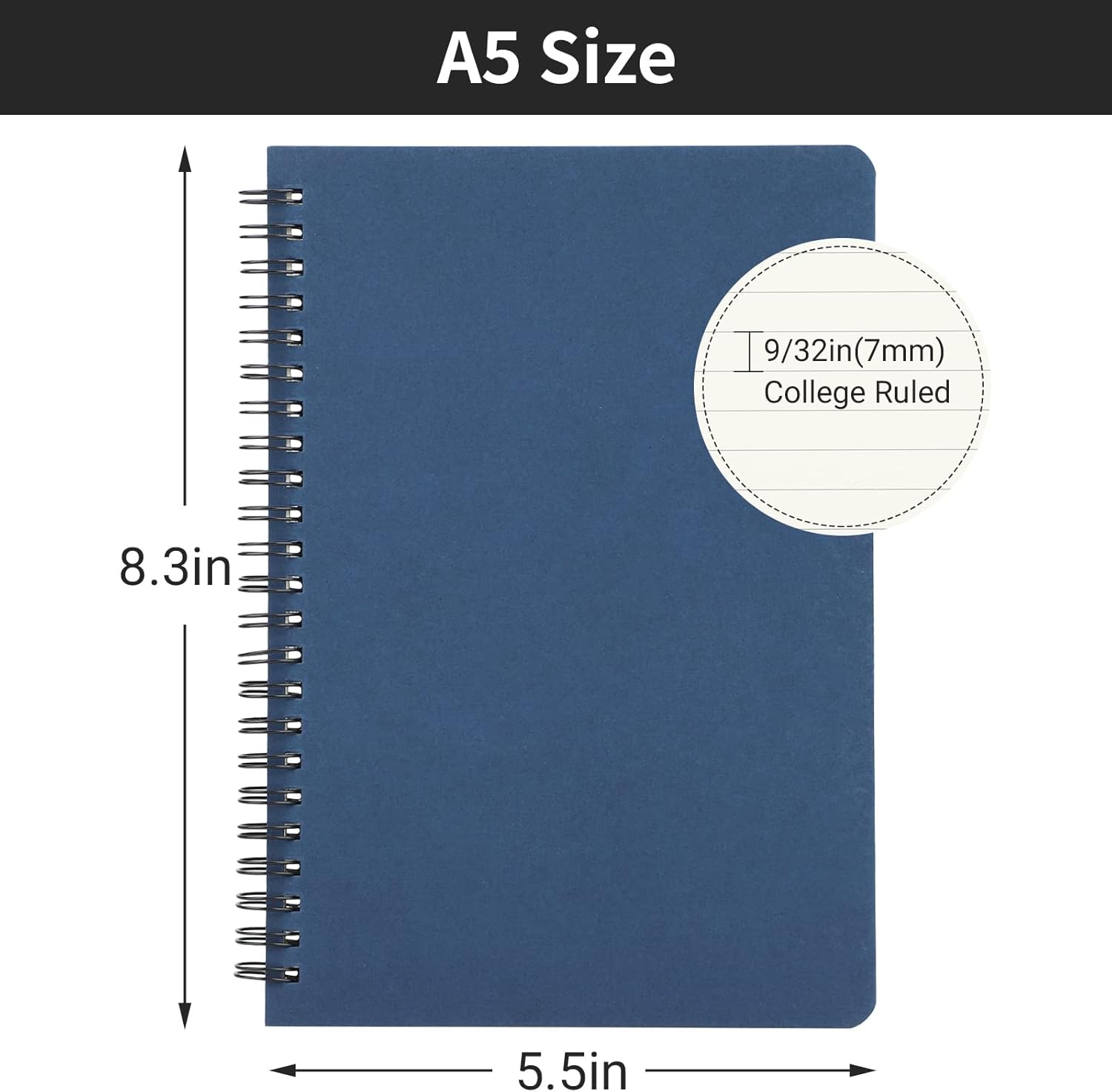 EUSOAR – Cuaderno rayado A5 con espiral, tapa dura, para escritura, viajes, notas, diario, bocetos, para estudiantes, oficina, negocios, tapa roja,