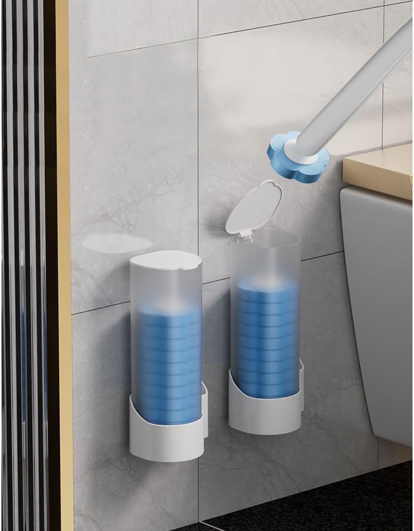 Sistema de limpieza desechable para inodoro, cepillo desechable con herramienta de limpieza montada en la pared, agente de limpieza precargado,
