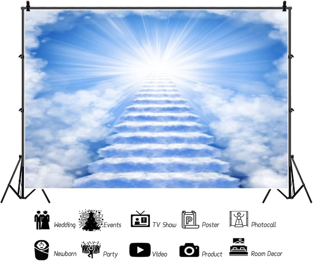 DORCEV Telón de fondo de 6 x 4 pies con temática de cielo para decoración de fondo con temática de cielo azul claro, nubes, eventos, iglesia,