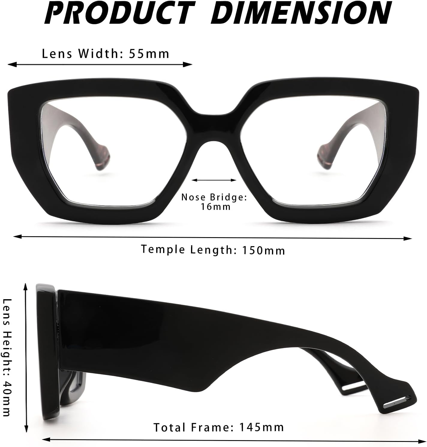 GentleMaker Thick Frame Blue Light Glasses for Women Men,Square Computer Gaming Eyeglasses Anti Eyestrain