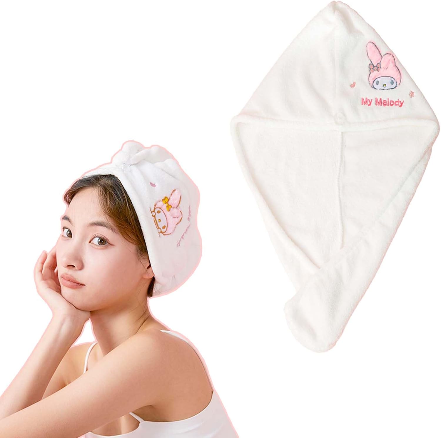 Toalla de microfibra para el cabello, gorro de ducha súper absorbente con botón, toalla de secado rápido de diademas de maquillaje, toallas de baño