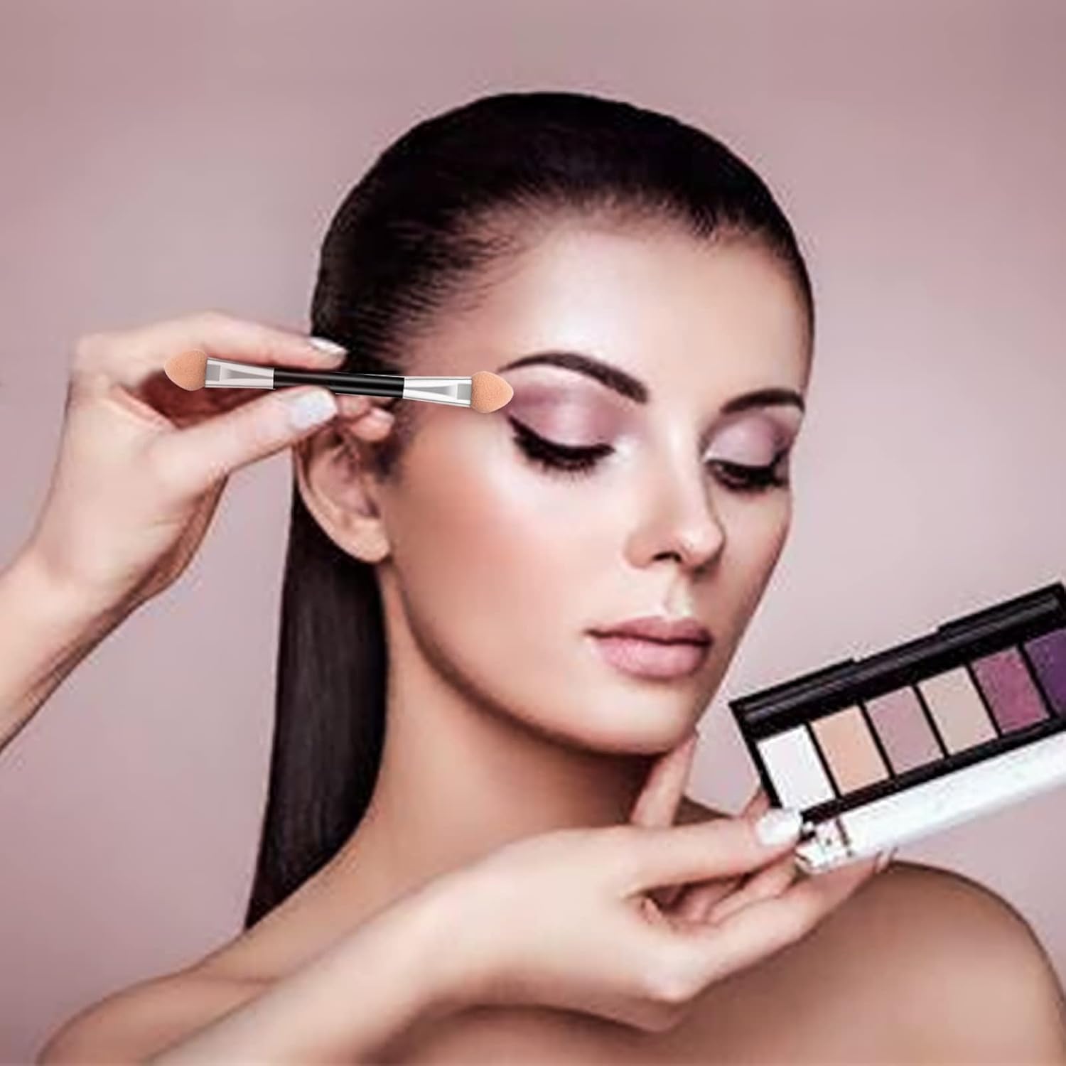 Neuorge 30 aplicadores desechables de sombra de ojos de doble cara, brochas profesionales de esponja de doble cabeza, herramienta cosmética de