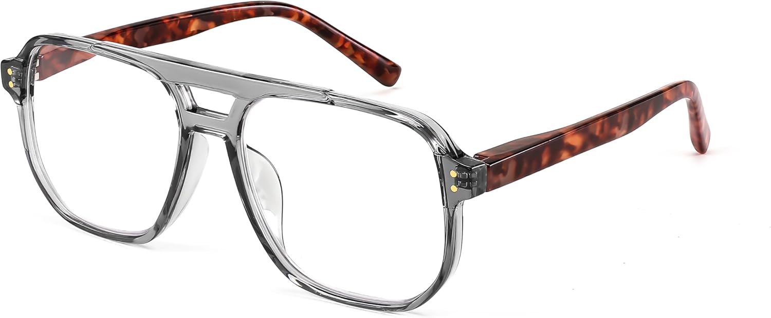 FEISEDY Retro Aviador Lectura Gafas Mujeres Hombres Azul Bloqueo Luz Lector Plástico Ligero Marco B0071