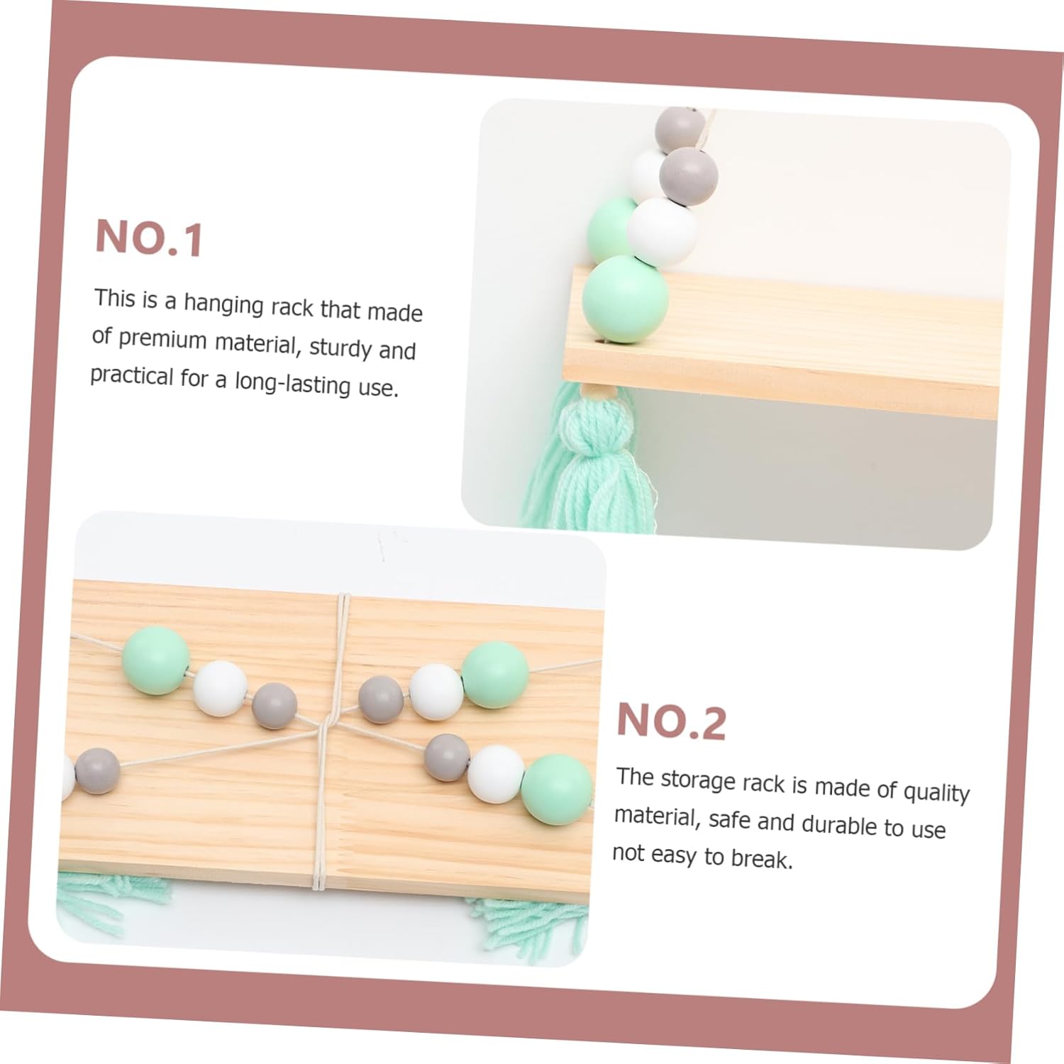 ARTIBETTER Estantes de madera con cuentas para dormitorio, decoración de pared, soporte decorativo para ollas, entrada, estantes flotantes para