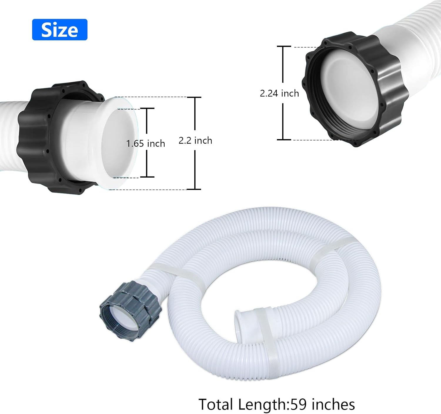 Manguera de repuesto de bomba de piscina 29060E de 1.5 pulgadas de diámetro para piscinas sobre el suelo, manguera de piscina de conexión compatible