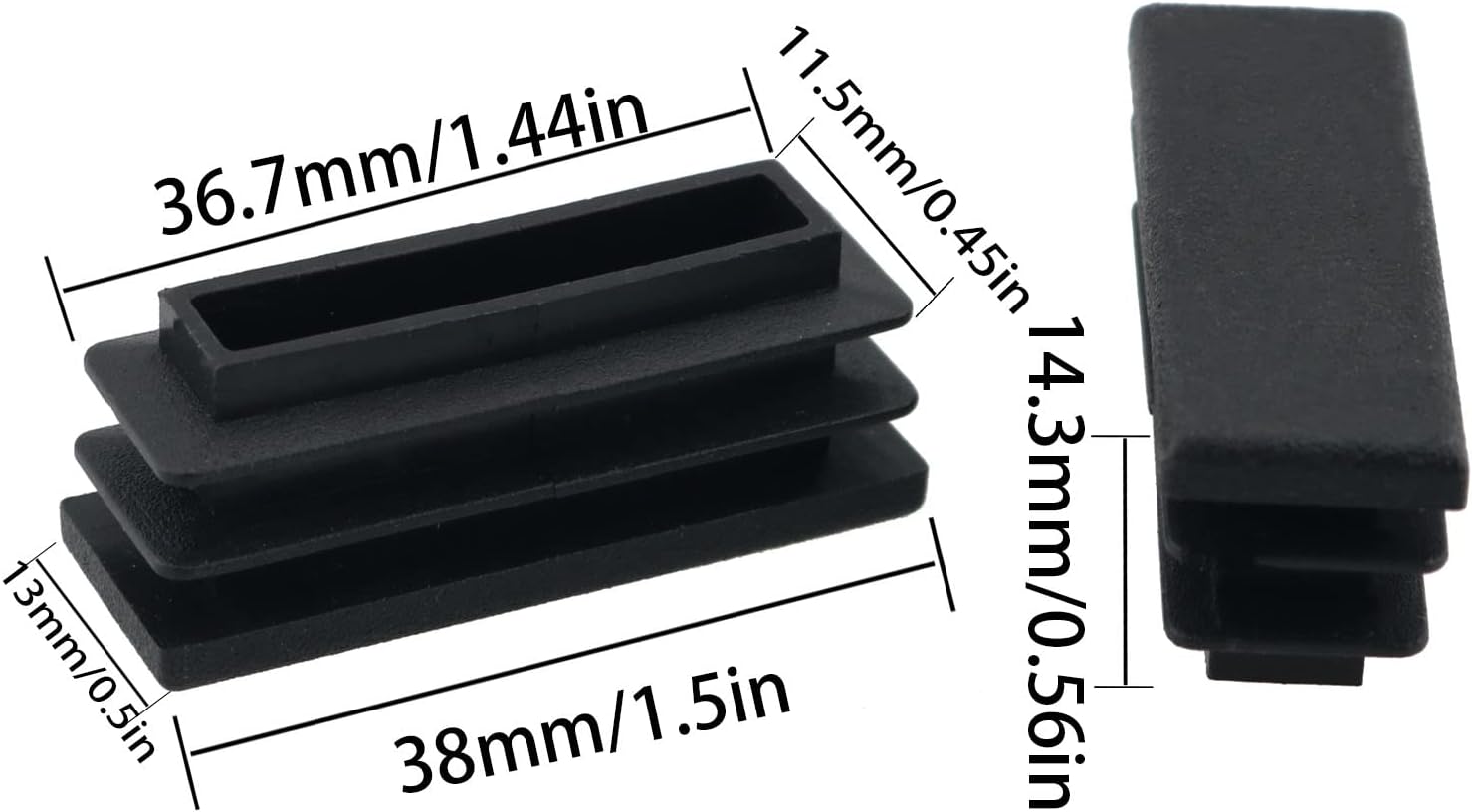 YHXiXi Tapón de plástico para tubos de 12 x 1-12 pulgadas, tapa de enchufe de tubo para muebles, tapas de extremo de silla rectangulares, tapa de