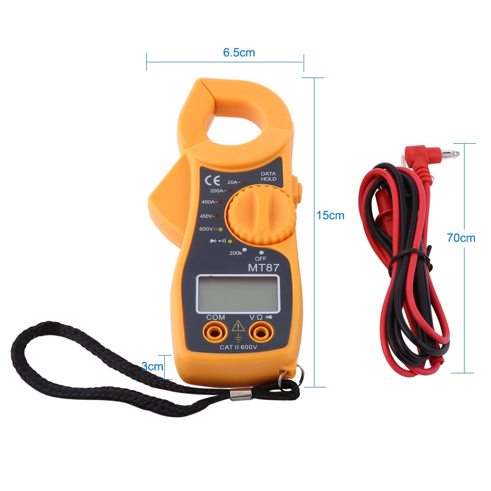 Voltímetro Digital Clamp Multímetro Conduce Voltímetro AC DC Amperímetro Ohmímetro Voltímetro Probador de Voltios Medidor LCD, Multi Probadores