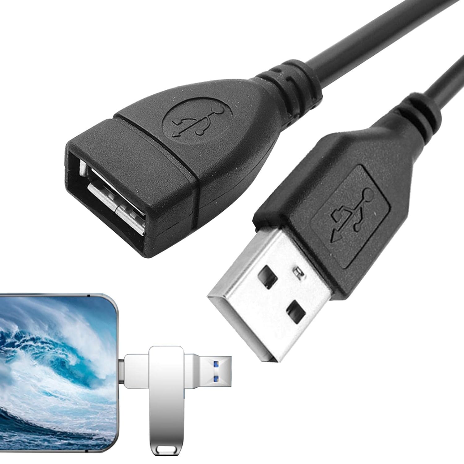 Kumprohu Cable de extensión USB – Cable de extensión USB 2.0 macho a hembra – Extensor USB de múltiples longitudes para cámara web, auriculares VR,