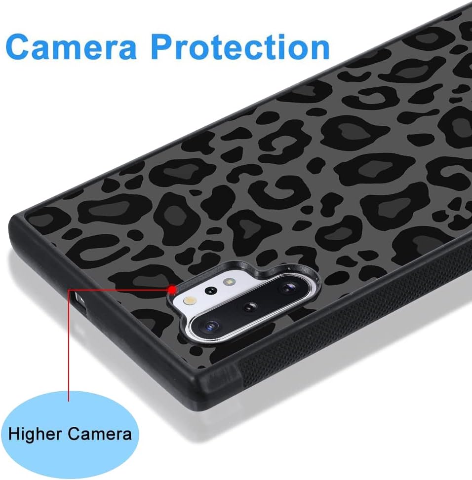 KANGHAR Funda compatible con Galaxy Note 10 Plus, diseño de leopardo negro, textura de neumático antideslizante + funda protectora de TPU resistente