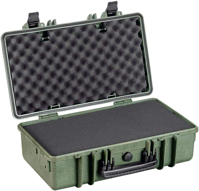 Monoprice Funda rígida resistente a la intemperie, 22 x 14 x 8 pulgadas, verde OD con espuma personalizable, a prueba de golpes, IP67