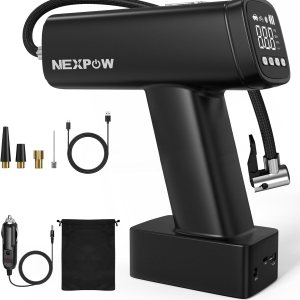 NEXPOW Inflador de neumáticos automático, compresor de aire portátil, bomba de aire de 160 PSI con batería de 7500 mAh, bomba digital de bicicleta NEXPOW Inflador de neumáticos automático, compresor de aire portátil, bomba de aire de 160 PSI con batería de 7500 mAh, bomba digital de bicicleta