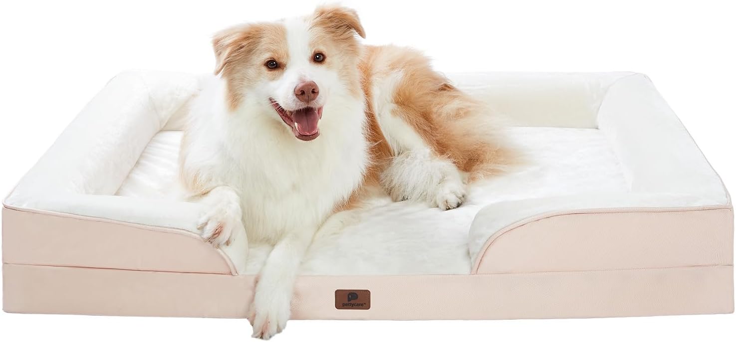 Cama ortopédica para perros grandes, sofá de espuma para perros con funda impermeable extraíble lavable, parte inferior antideslizante, soporte