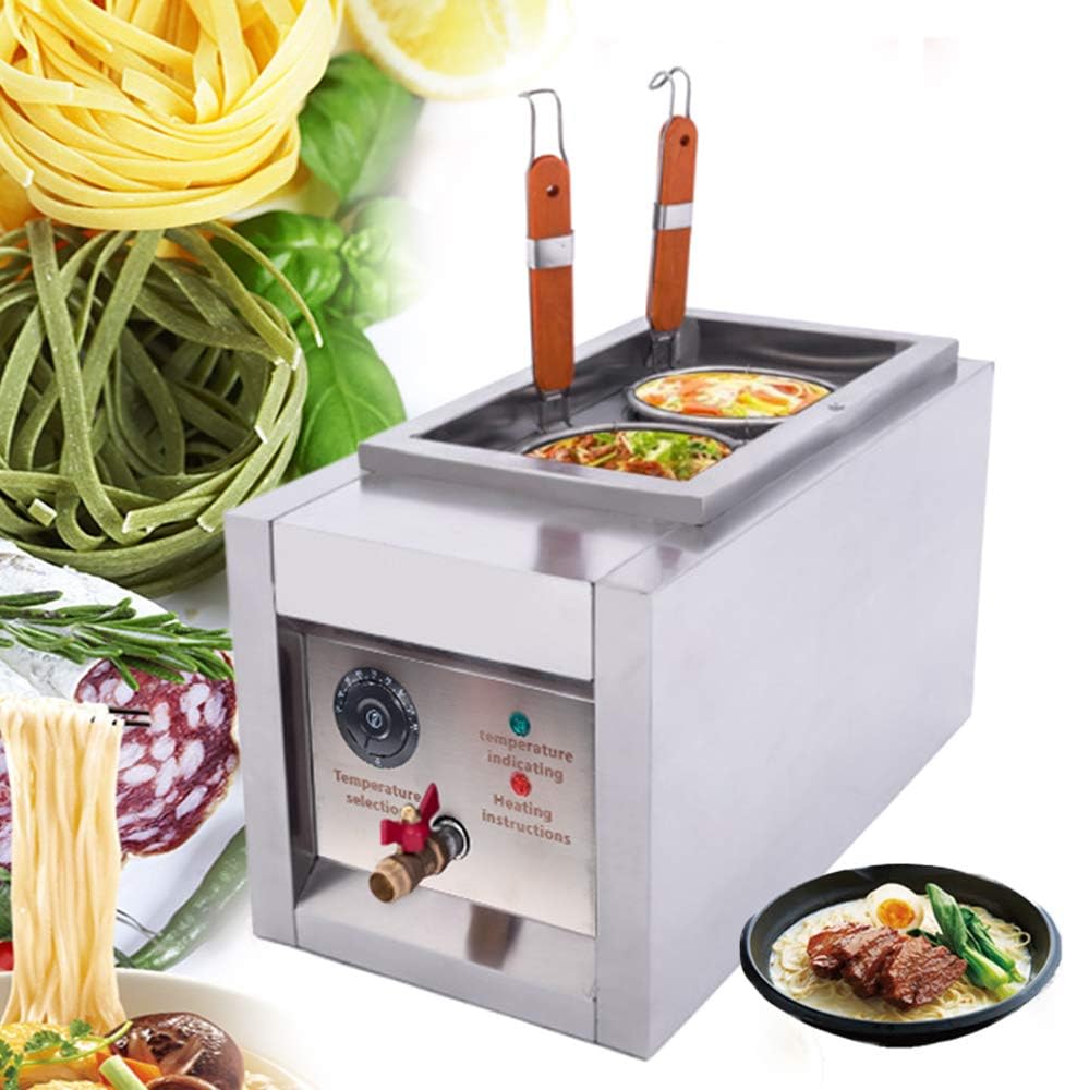 LYNICESHOP Olla de pasta, máquina de cocción de fideos comercial, 2000 W, cocina eléctrica de pasta con cestas, cocina eléctrica para pasta, horno