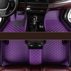 Personaliza las alfombrillas de cuero de protección para todo tipo de clima para automóviles, SUV y camiones según el modelo automotriz (morado) Personaliza las alfombrillas de cuero de protección para todo tipo de clima para automóviles, SUV y camiones según el modelo automotriz (morado)