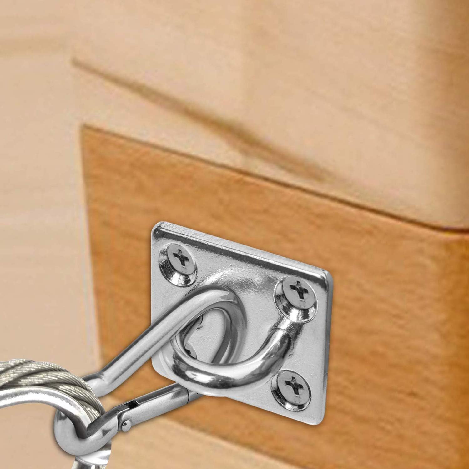 8 ganchos de techo de acero inoxidable 304 de 2 x 1.6 pulgadas con tornillos, placa de ojos