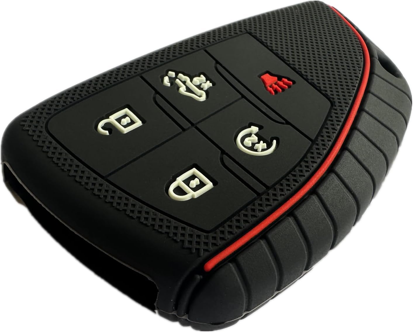 KAWIHEN Funda de silicona para llavero compatible con Chevrolet Silverado 1500 GMC Sierra 1500 2022 2023 2024 (negro con botones blancos)
