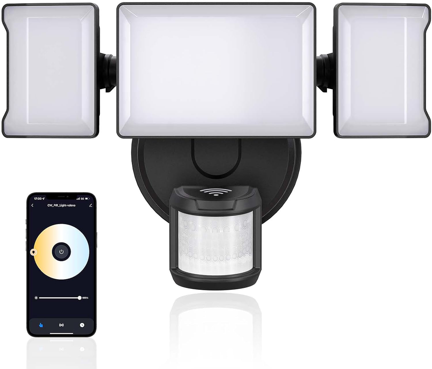 Olafus Luz de inundación LED inteligente de 55 W para exteriores con sensor de movimiento, luz de seguridad WiFi exterior sintonizable de 2700