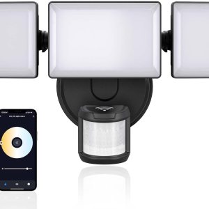 Olafus Luz de inundación LED inteligente de 55 W para exteriores con sensor de movimiento, luz de seguridad WiFi exterior sintonizable de 2700 Olafus Luz de inundación LED inteligente de 55 W para exteriores con sensor de movimiento, luz de seguridad WiFi exterior sintonizable de 2700
