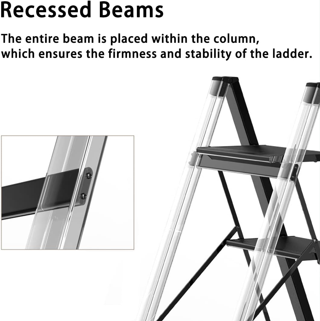 Escalera plegable de 2 escalones con pedal antideslizante ancho portátil para el hogar y la cocina