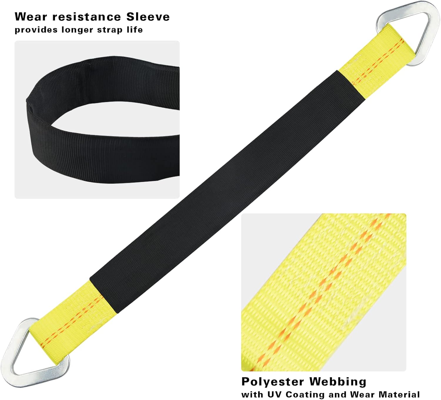XSTRAP STANDARD Paquete de 4 correas de eje de 36 x 2 pulgadas con funda protectora y anillo en D para asegurar el transporte del automóvil, correas