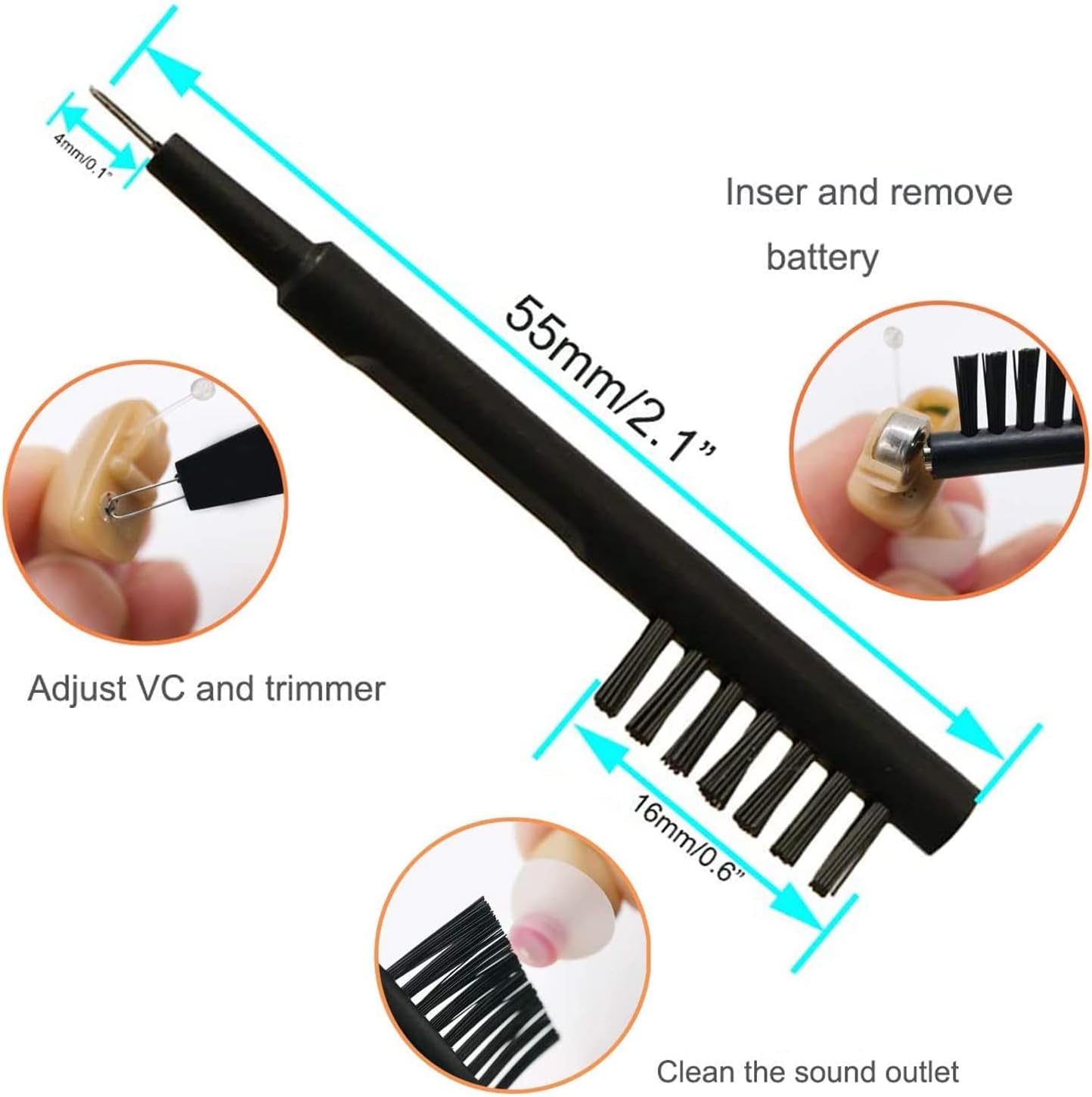 Kit de limpieza de audífonos de 13 piezas, herramientas de cepillo para amplificador auditivo con bucle de cera e imán, adecuado para auriculares,