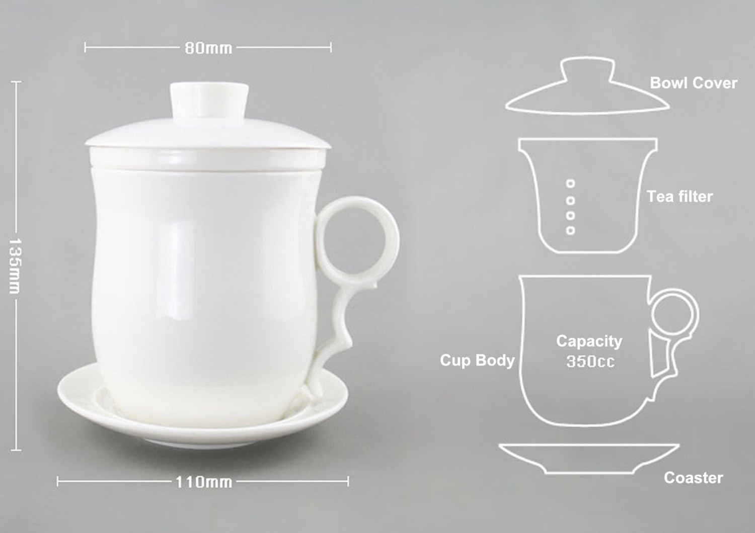 BandTie Práctico sistema de preparación de té de hojas sueltas para oficina de viaje, infusor chino de porcelana azul y blanca de Jingdezhen, juego