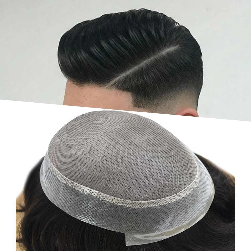 Pieza de cabello humano real para hombre, sistema de reemplazo de unidades de cabello para hombres, piezas de cabello duradero, tupé para hombres,