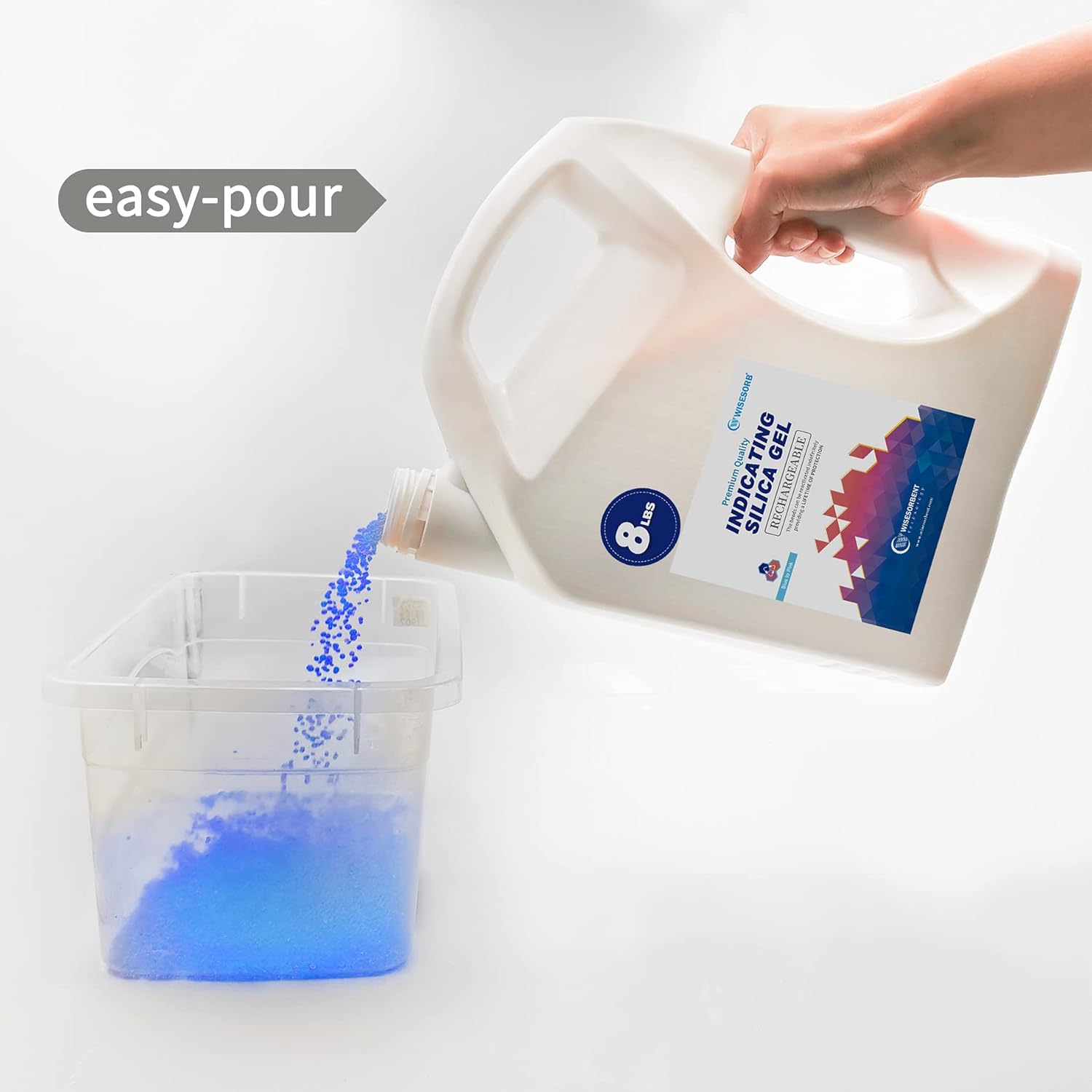 Wisesorb Cuentas de gel de sílice indicadoras de alta calidad de 8 libras (azul a rosa), deshumidificador desecante reutilizable