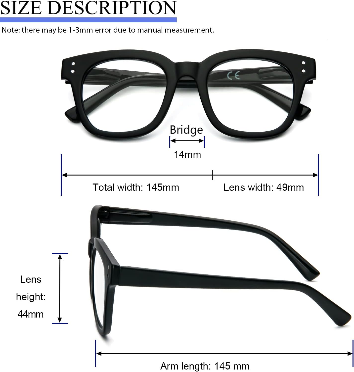 REAVEE Paquete de 3 lentes de lectura retro de gran tamaño para mujer, bloqueo de luz azul, lindos, cuadrados, para lectura de computadora, bisagra