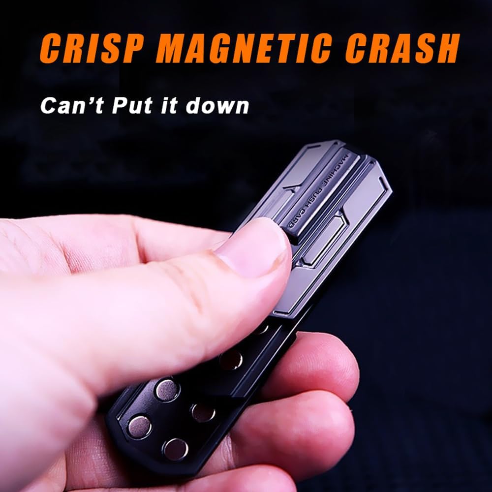 STONESTAR Mecha Fidget Slider, juguete magnético de metal que brilla en la oscuridad, tarjeta de empuje de 3 capas juguetes sensoriales EDC Fidget