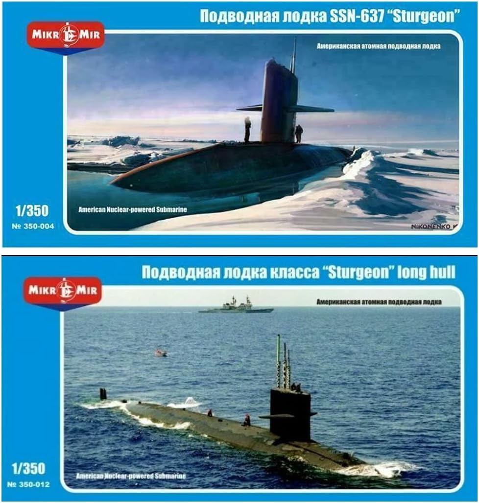 Paquete de Mikro Mir 350-004 + 350-012 Sturgeon SSN-637 + Long Hull 1350