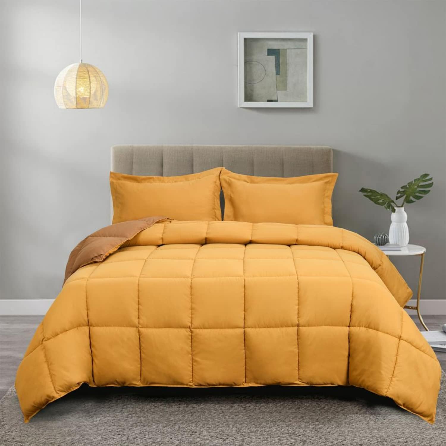 HUAJIE HJ – Juego de edredón reversible reversible de 3 piezas para todas las estaciones, suave y cómodo, lavable a máquina