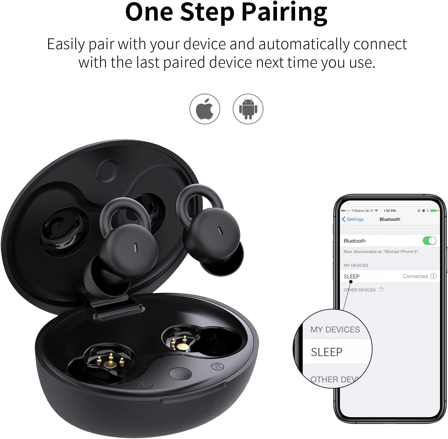 Auriculares para dormir con micrófono TWS Bluetooth para dormir, IPX6, impermeables, bloquean el ruido, ligeros, cómodos y pequeños auriculares