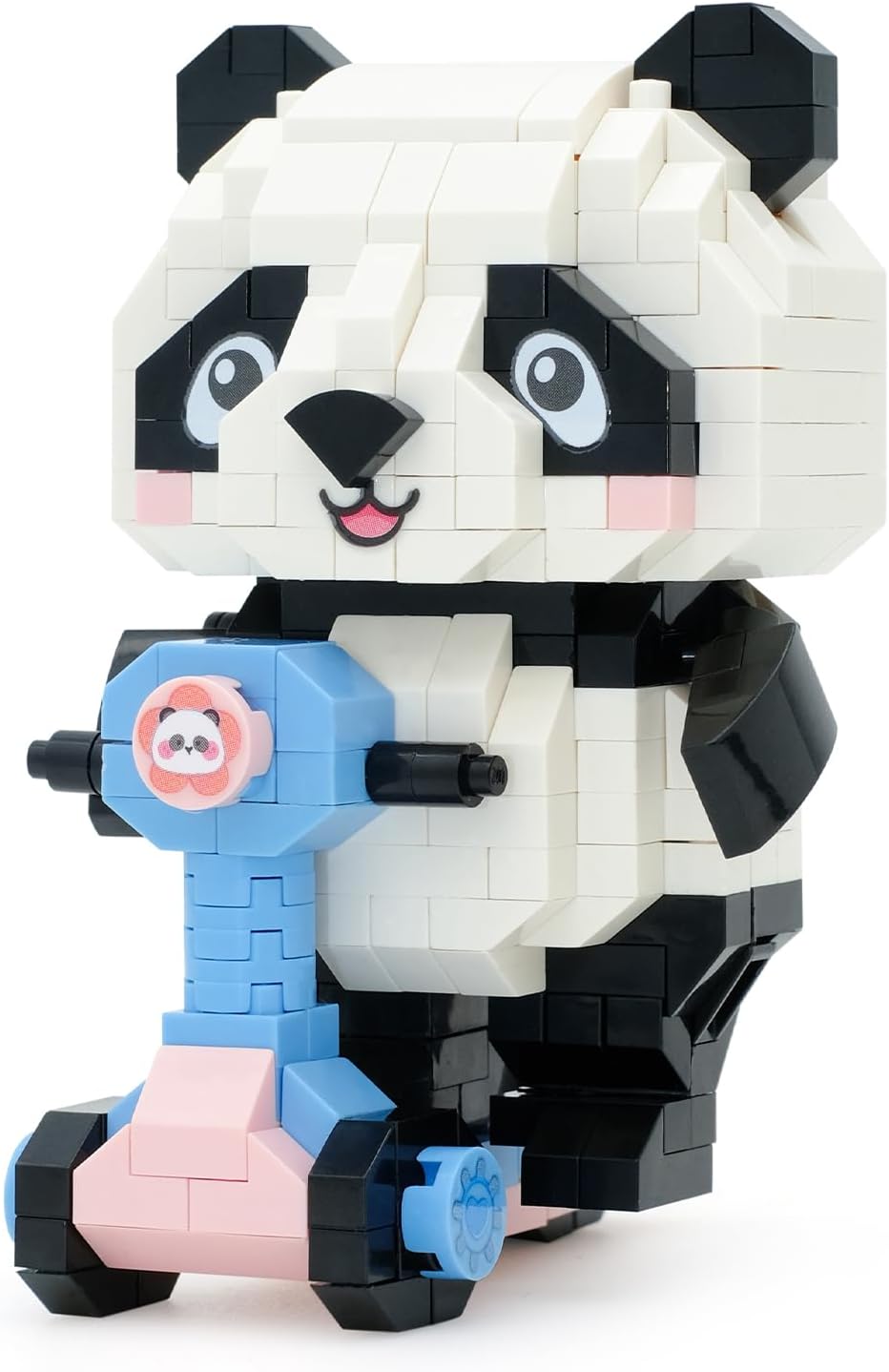 Panda Micro bloques de construcción, juguetes creativos de cumpleaños juegos de bloques de construcción para niños (panda en bicicleta)