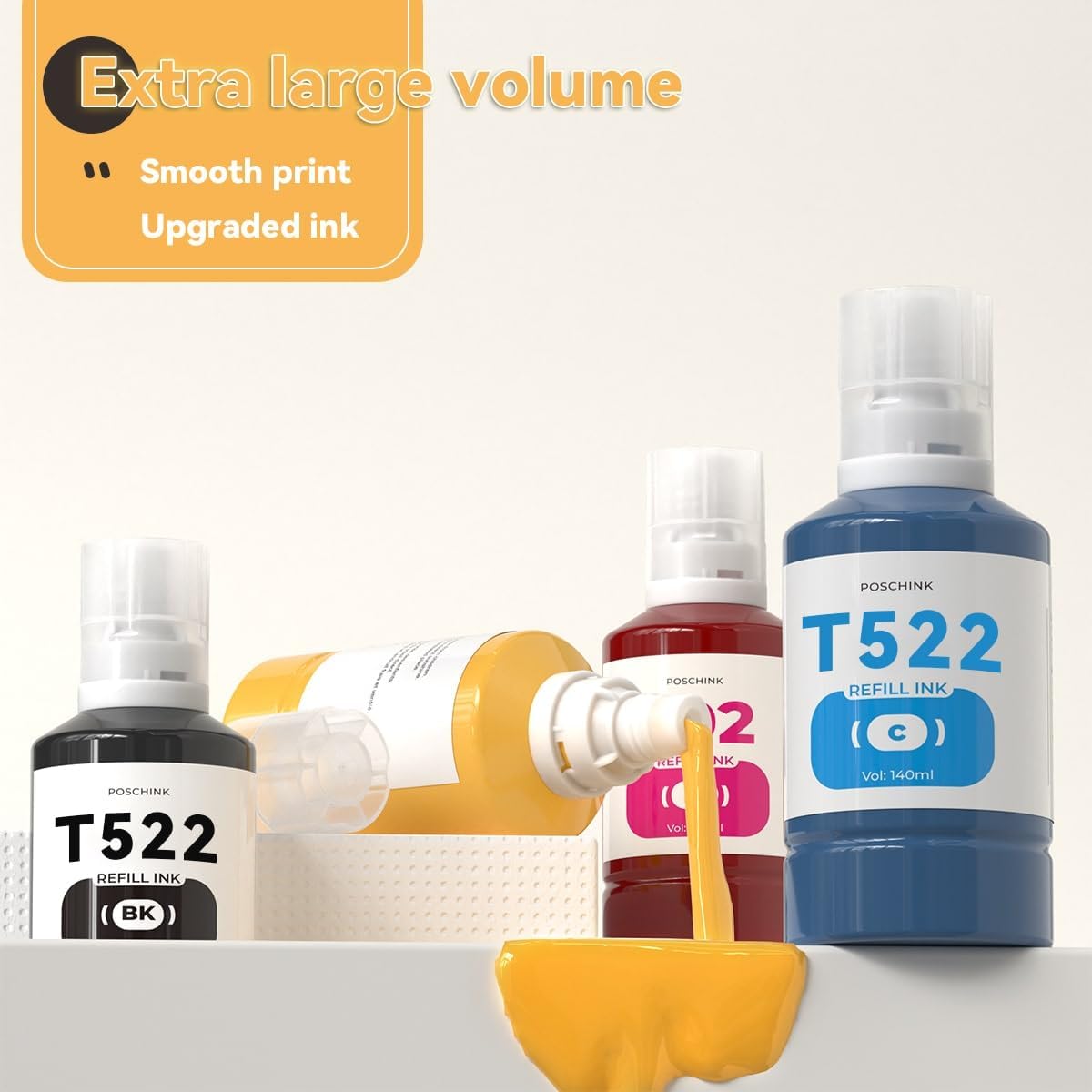 522 botellas de recarga de tinta, repuesto de tinta de repuesto compatible para Epson Ecotank ET-2800 ET-2720 ET-2803 ET-4800 ET-4700, etc.