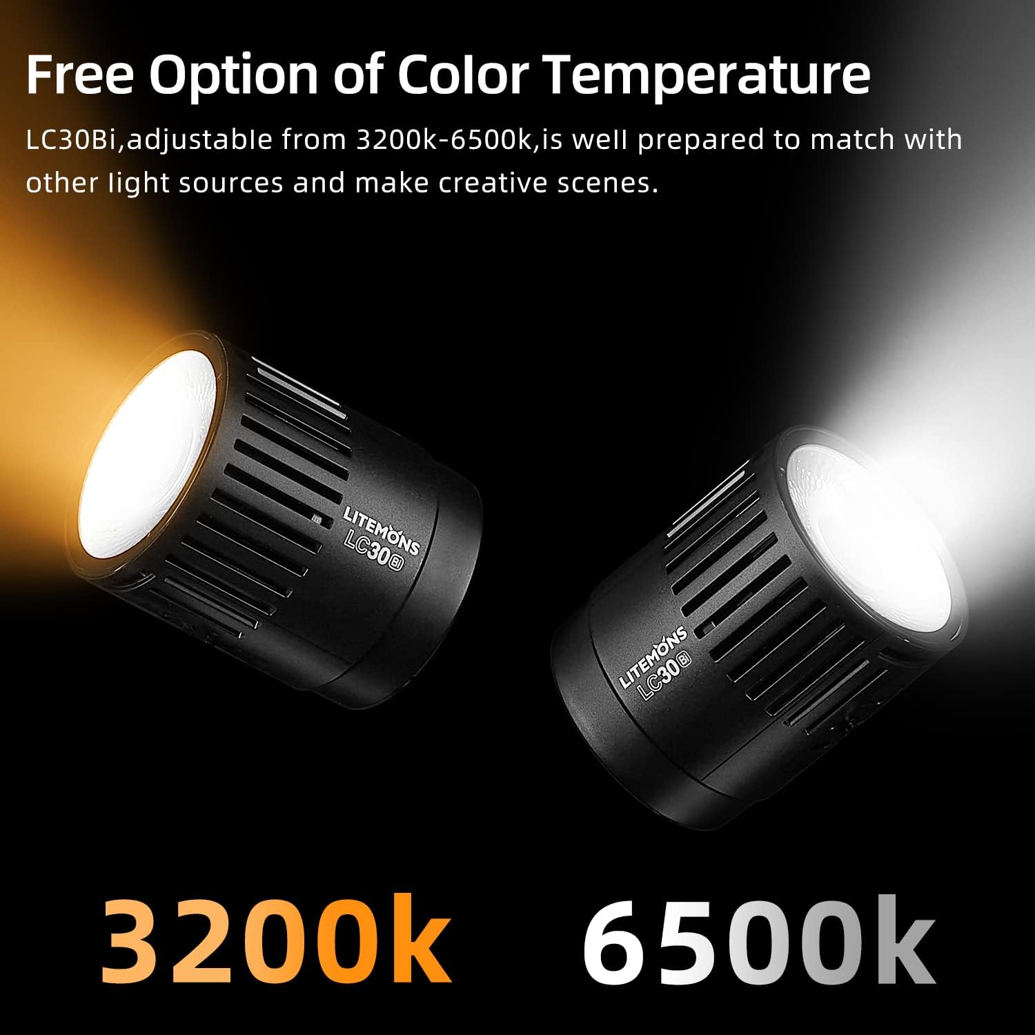 Godox LC30Bi – Luz de video LED de escritorio, luz constante, luz suave, luz de relleno de temperatura de dos colores, adecuada para grabación de