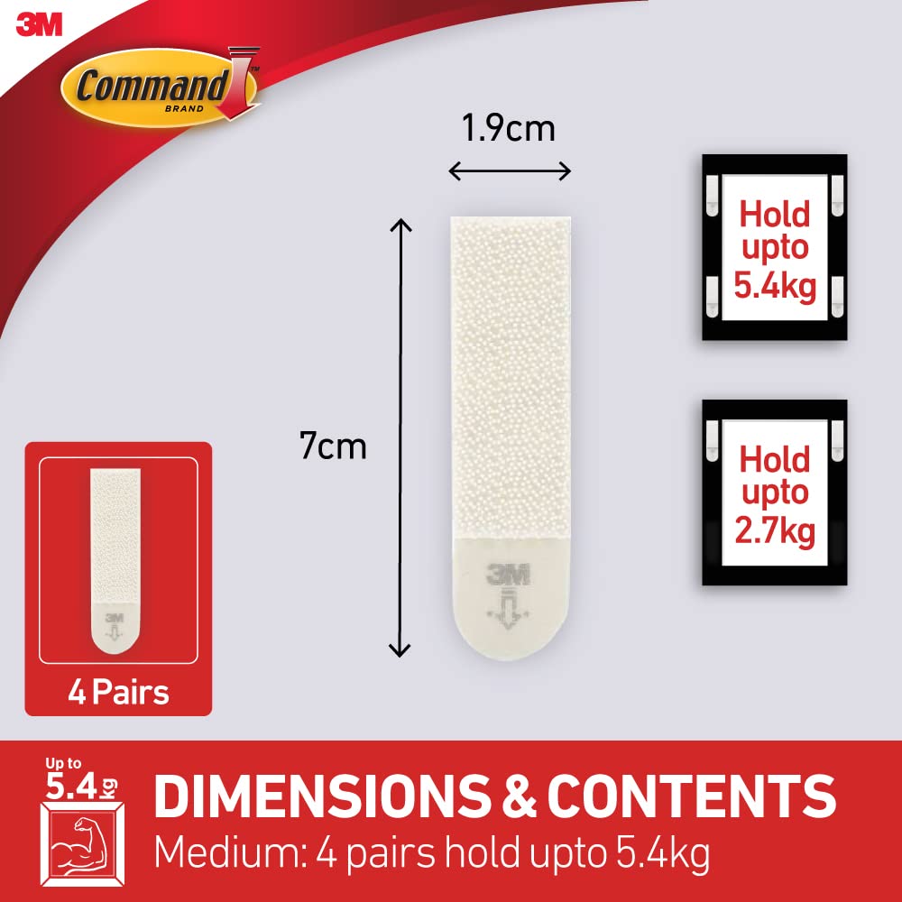 Command Tiras blancas para colgar cuadros de 12 libras, para decorar sin daños, uso en interiores (17201-4PK-ES) (paquete de 2)