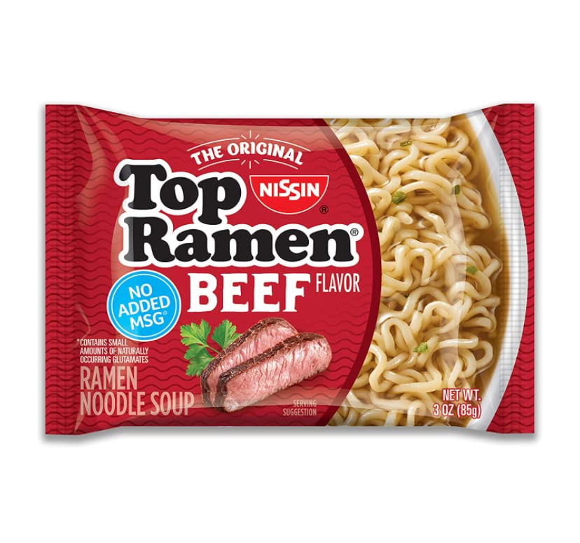 Nissin Top Ramen – Sopa de ramen sabor a carne de res, 3 onzas (paquete de 24)