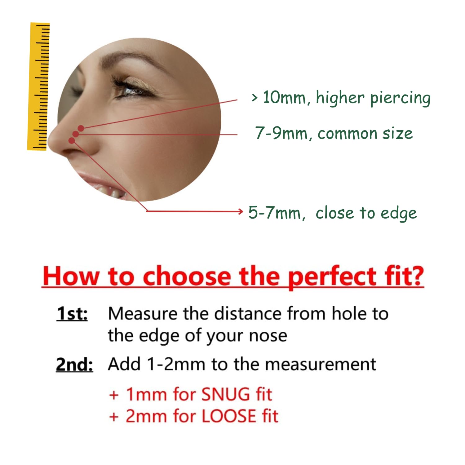 Small Thin Gold or Sterling Silver Nose Ring Hoop for Women, Adjustable with Stopper (Sterling Silver, 7-8mm  20 gauge)