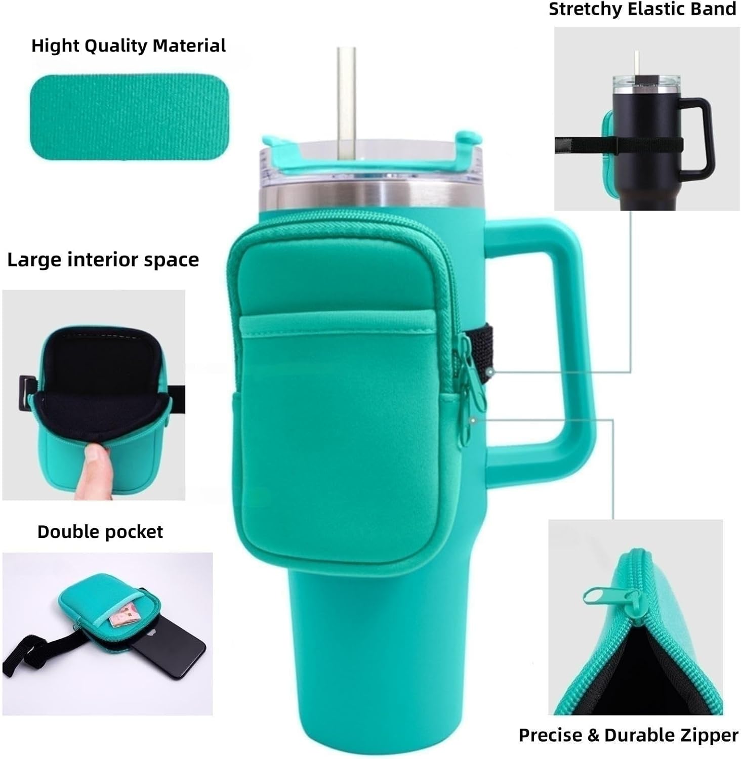 Bolsa para botella de agua+3 tapones para derrames Stanley Quencher Adventure 40oz (rojo)