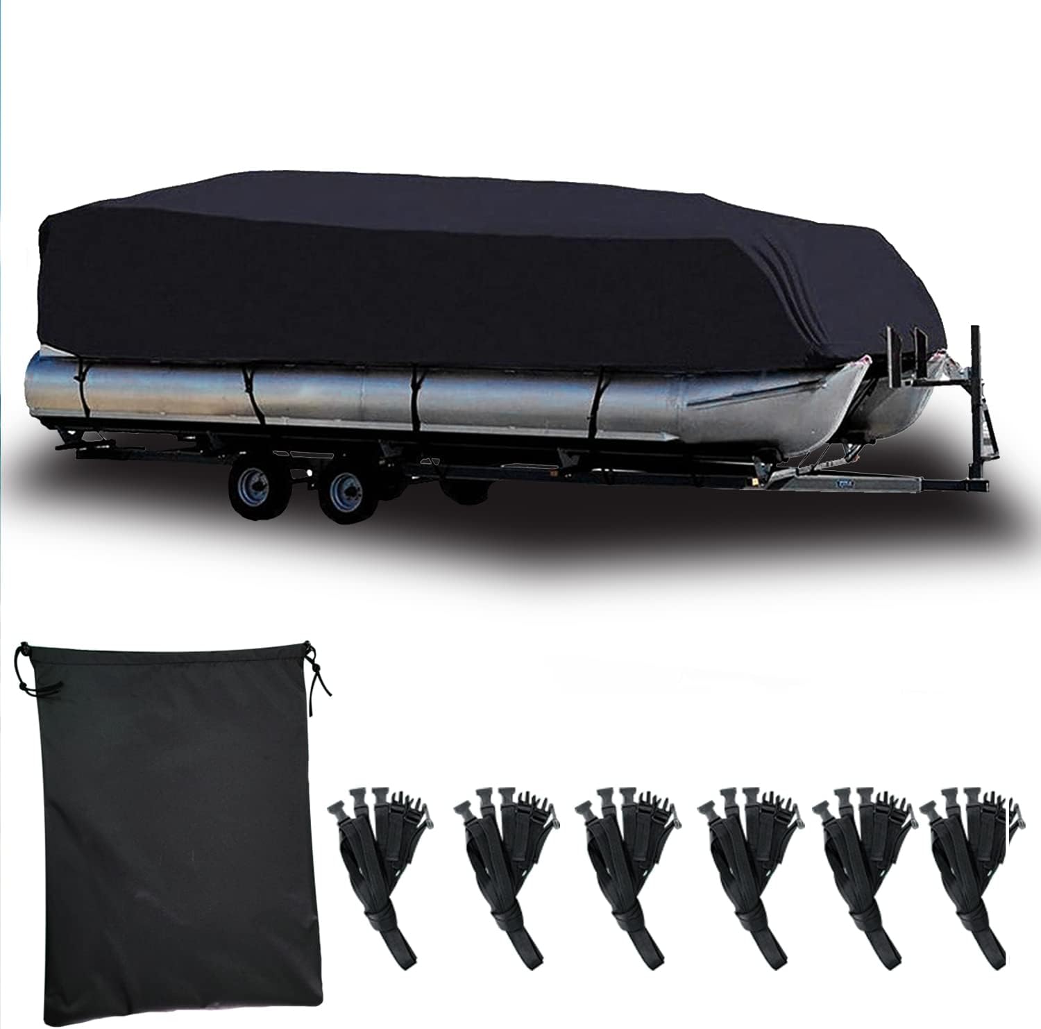 Fundas para barco pontón de 17 a 20 pies, impermeable, revestimiento de poliuretano, poliéster 210D de grado marino, a prueba de rayos UV, con