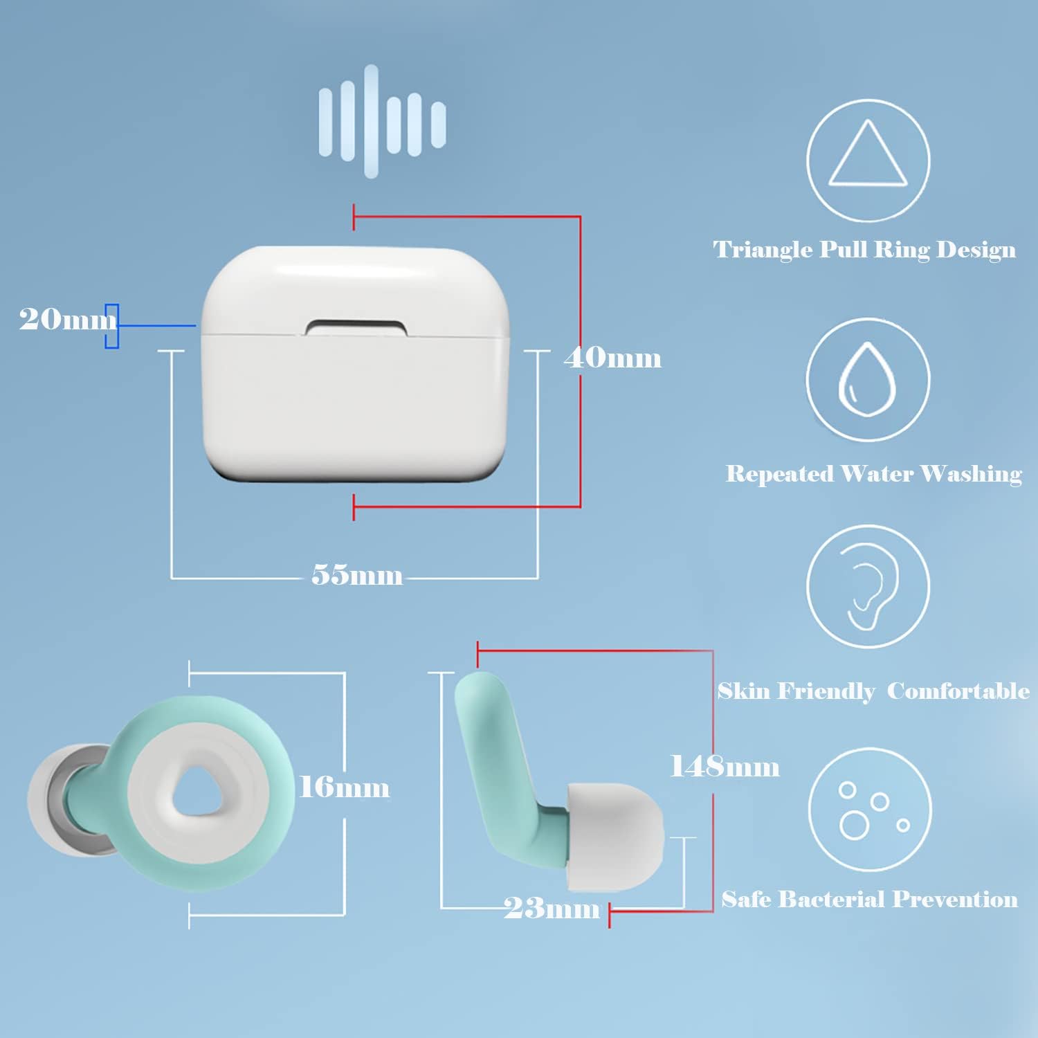 Tapones para los oídos para dormir con cancelación de ruido, tapones para los oídos con cancelación de ruido para dormir ronquidos de 30 db, tapones