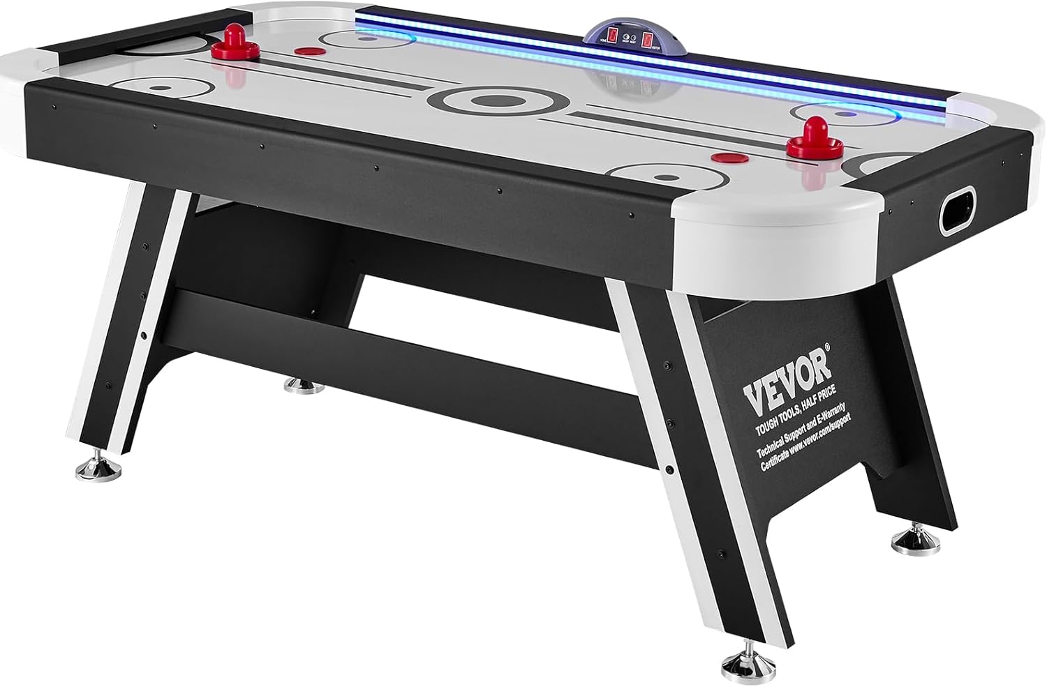 VEVOR Mesa de hockey de aire, mesa de hockey interior de 72 pulgadas para niños y adultos, juego de hockey deportivo LED con 2 discos, 2 empujadores
