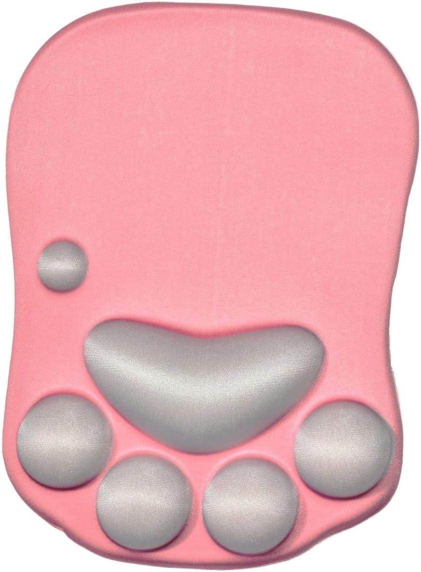 Alfombrilla de mouse con diseño de pata de gato con cojín de apoyo para la muñeca, reposamuñecas de silicona suave, alfombrilla ergonómica para