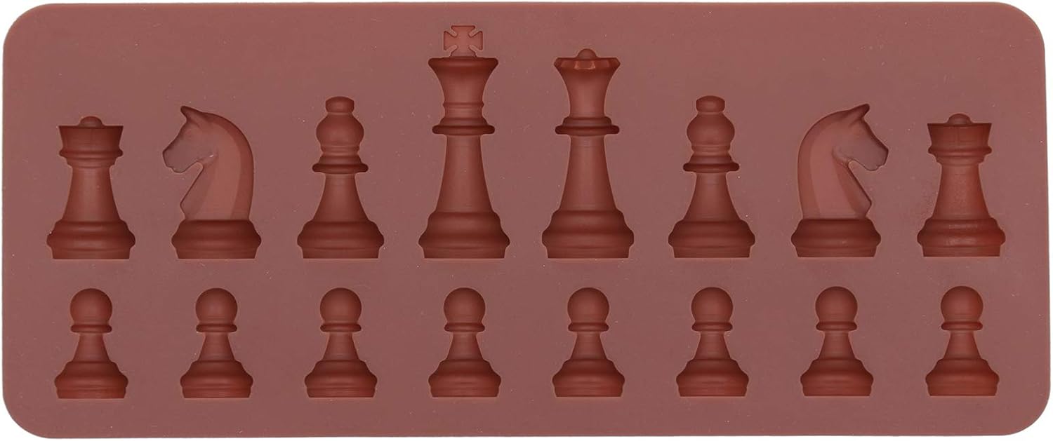 4 moldes de silicona para chocolate, molde de chocolate con forma de ajedrez, moldes de cera derretida de silicona, moldes de fondant, moldes de