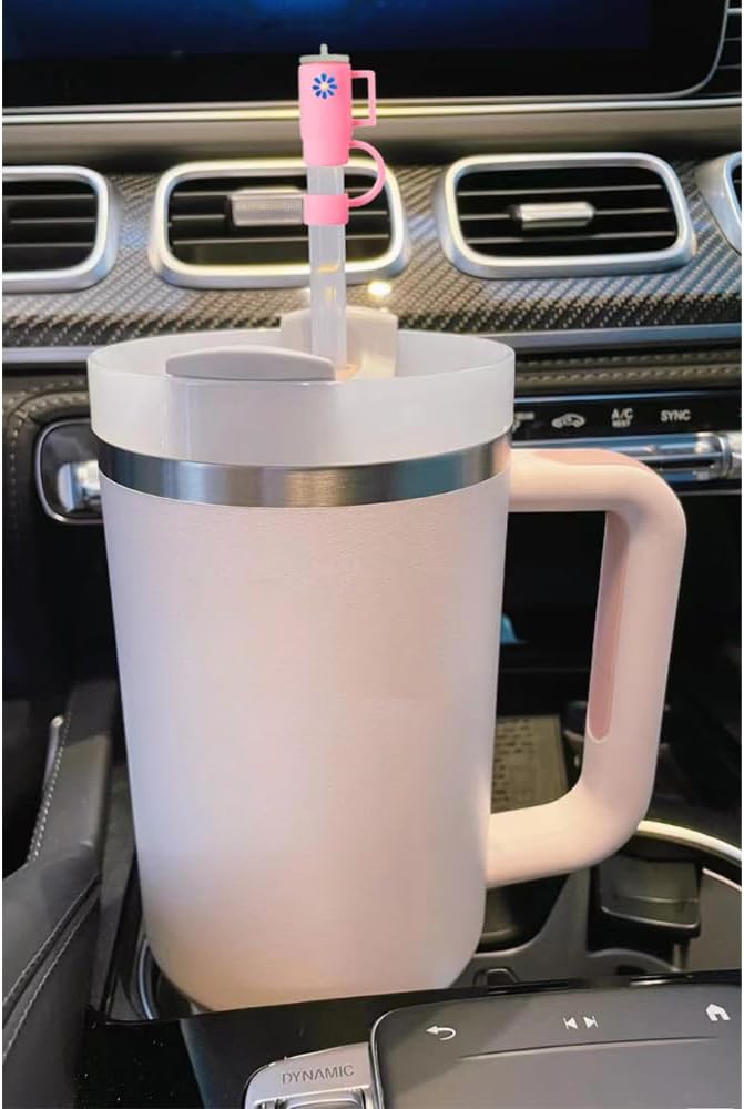 Stanley – Tapas de paja de 0.394 pulgadas con popotes para vasos Stanley de silicona de grado alimenticio de 30 y 40 onzas, a prueba de polvo y