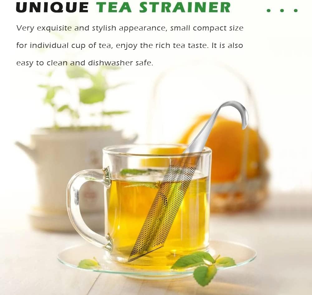 2 difusores de té de acero inoxidable, coladores de té de acero inoxidable para té suelto con mango de gancho para colgar, difusor de té de mango