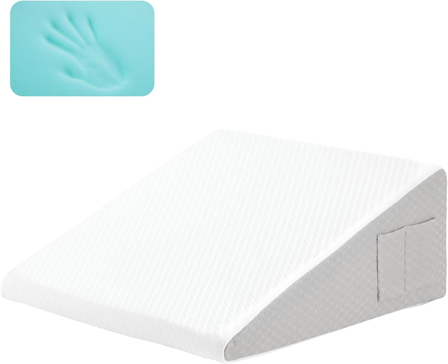 Almohada de cuña de cama para dormir, almohadas de cuña de 10 pulgadas para después de la cirugía, parte superior de espuma viscoelástica suave,