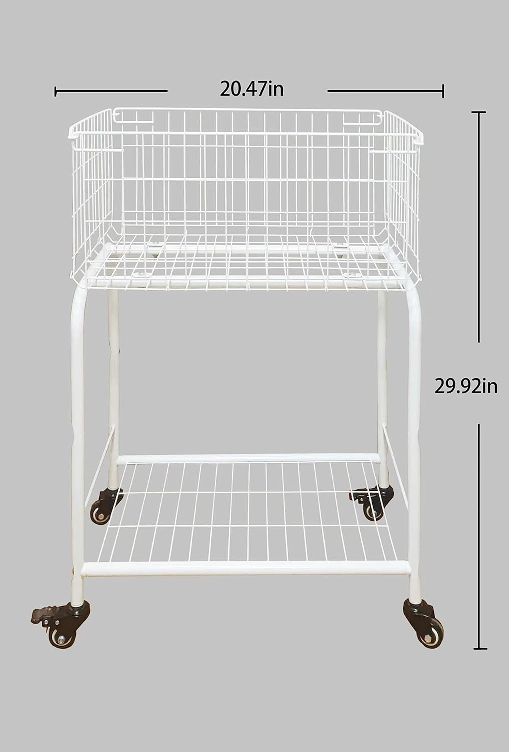 Cesta para almacenamiento de prendas, fácil de mover con ruedas tiene freno, cesta de lavandería, color blanco, cesta rodante