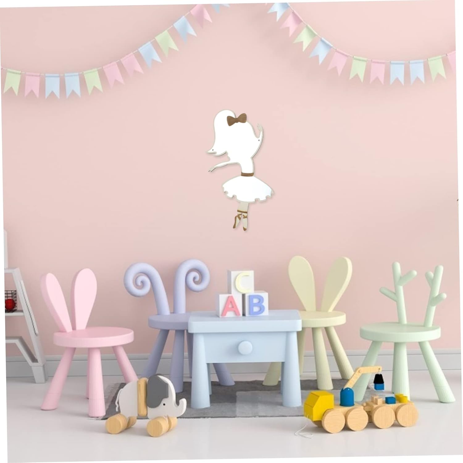 TOYANDONA Espejo vintage pegatinas de madera apliques decoración para niños decoración del hogar espejo de pared de acento espejo de seguridad